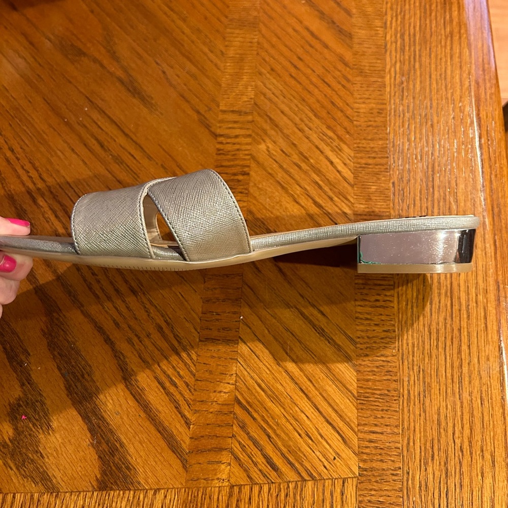 Silver/taupe sandal. Size 10- WHBM never worn